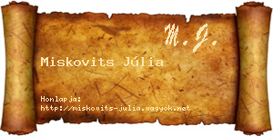 Miskovits Júlia névjegykártya