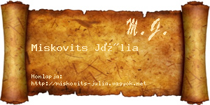 Miskovits Júlia névjegykártya